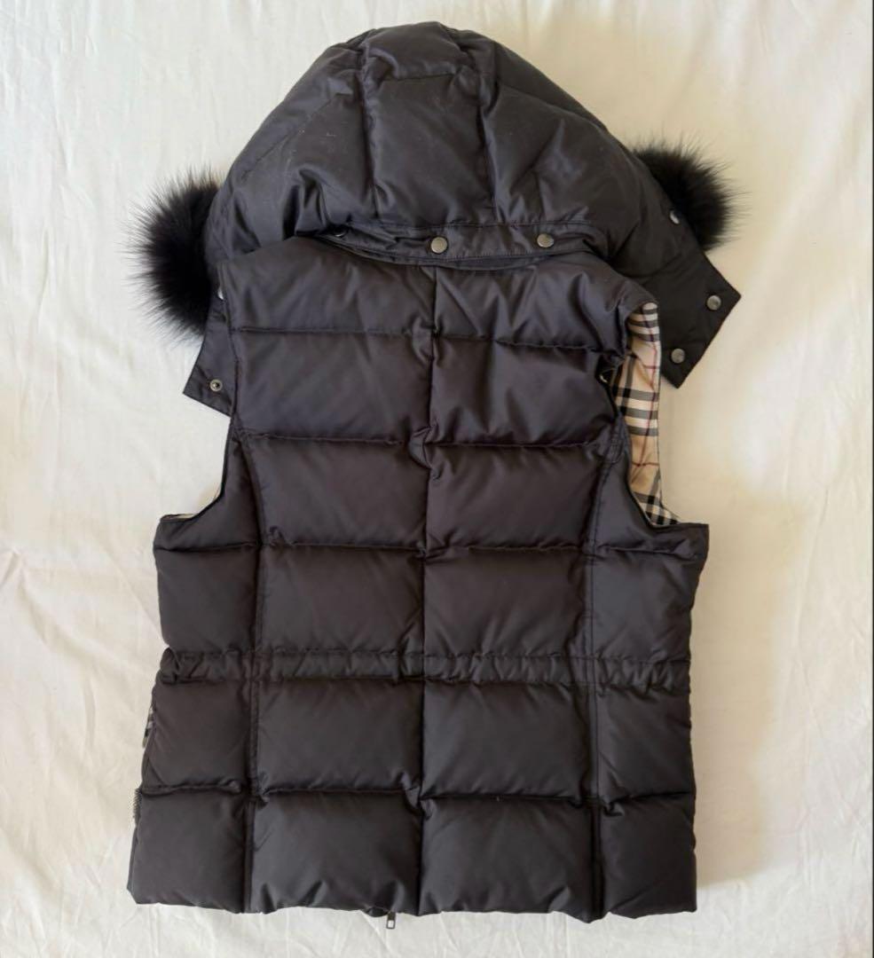 BURBERRY LONDON フォックスファーダウンベスト ブラック 38