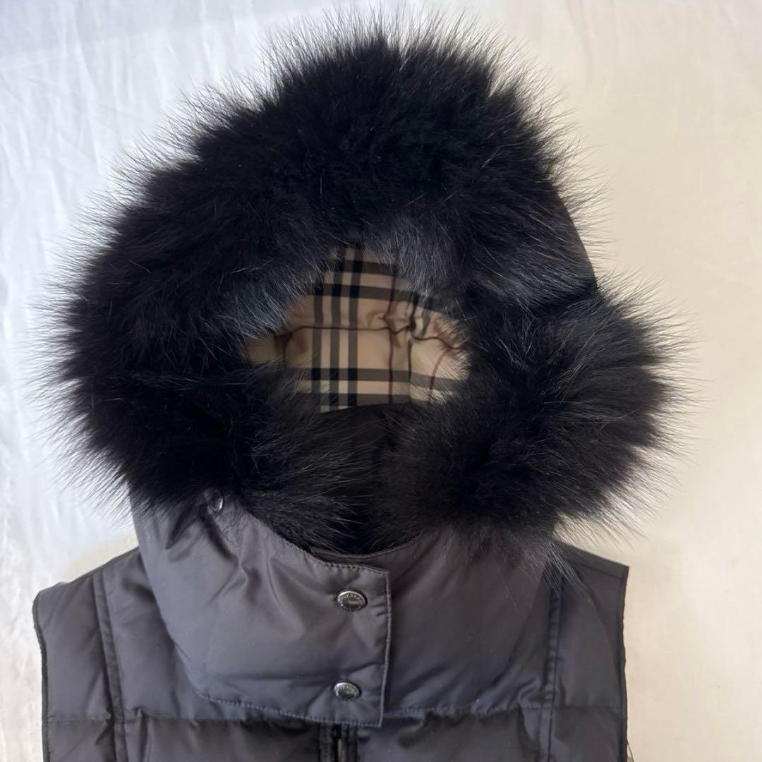 BURBERRY LONDON フォックスファーダウンベスト ブラック 38