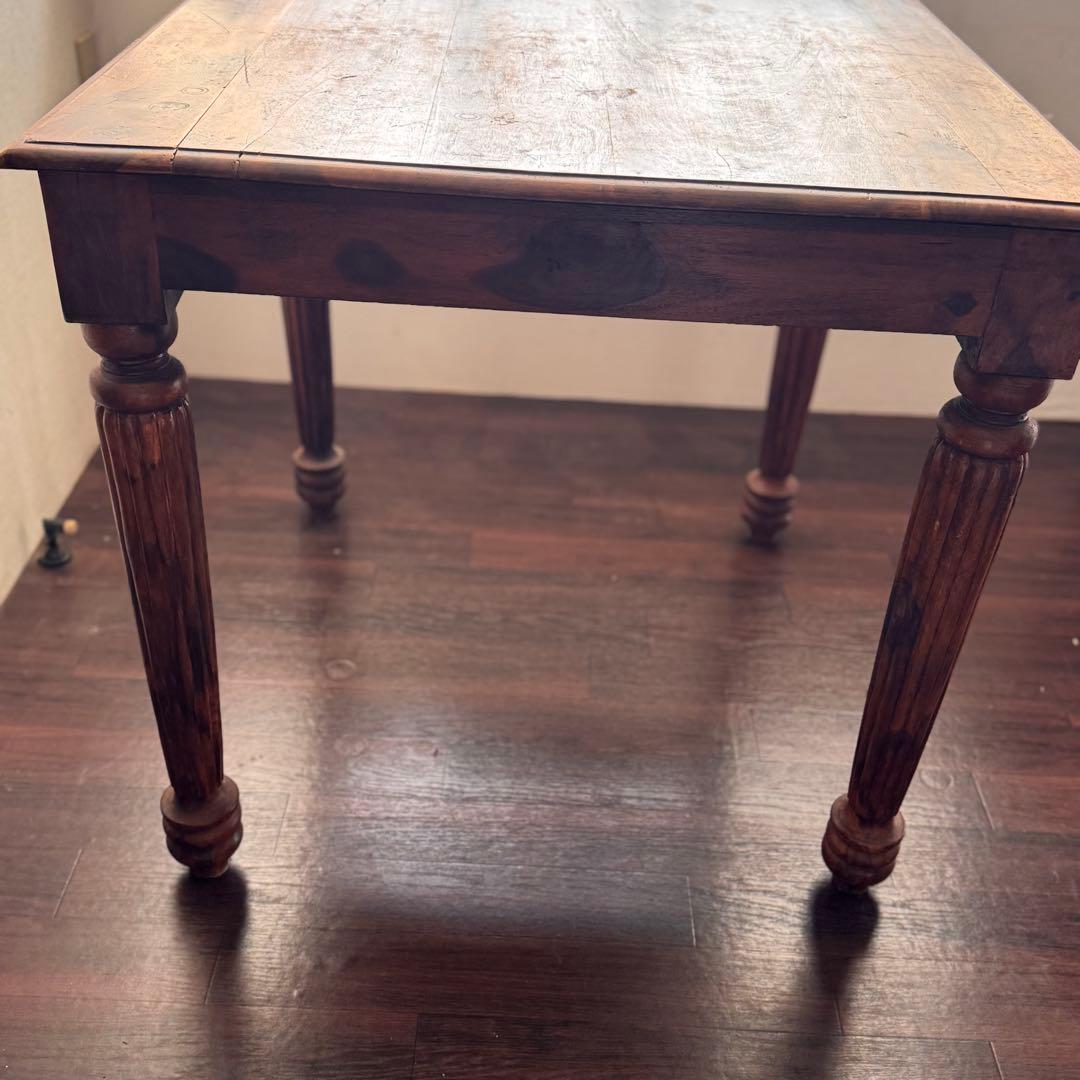 アンティーク無垢材テーブル　ブロカント 古道具 作業台 ダイニングテーブル 四角