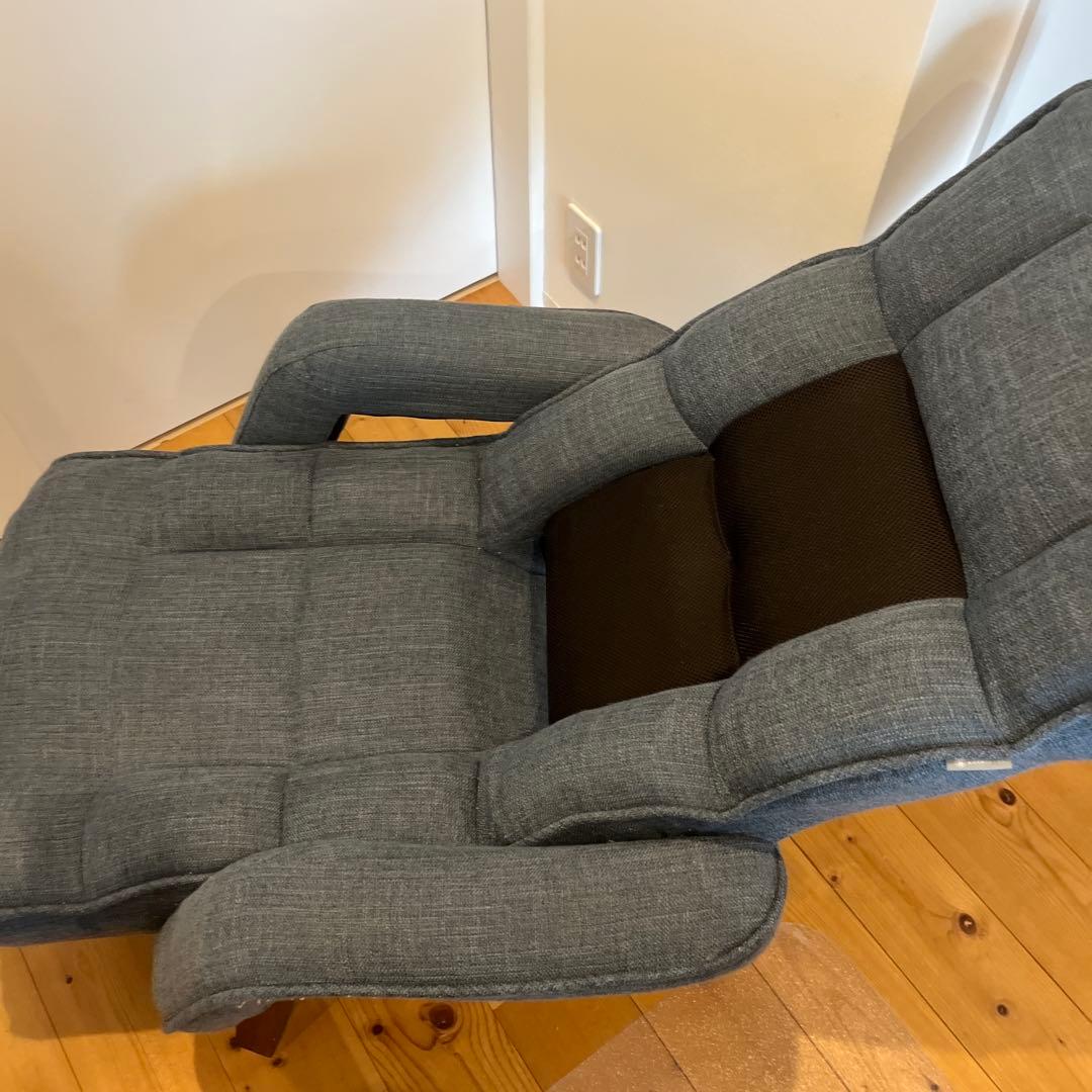 腰の神様がくれた中座椅子 ブルー/肘掛け付き/回転式 / 14段階)