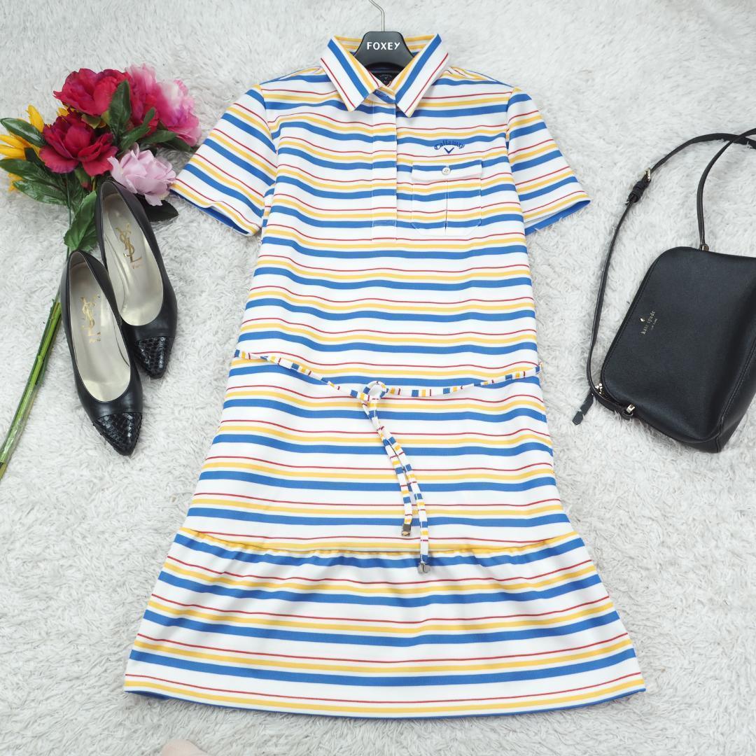 G9750*Callaway キャロウェイ☆ボーダー柄☆ゴルフ☆ワンピース☆M