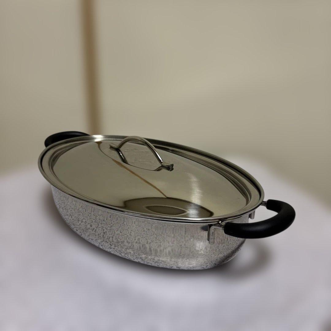 ステンレス製オーバルパン（両手鍋）37cm