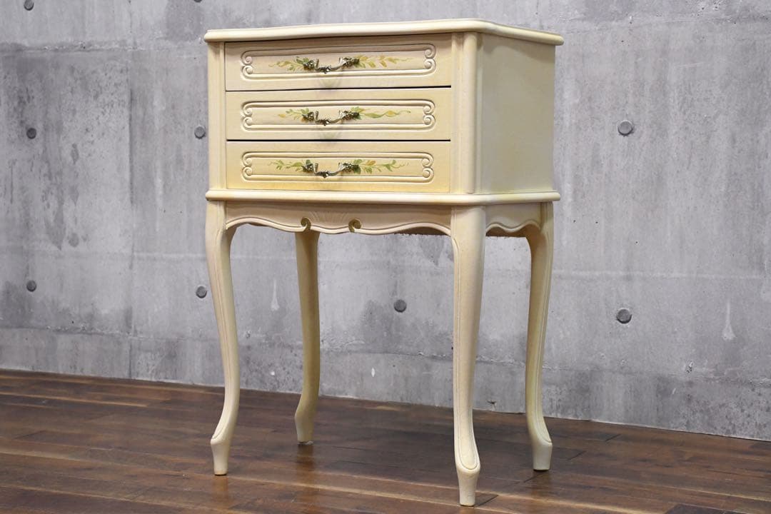 EDC61 イタリア製 猫脚 ハンドペイント ロココ調 コンソールチェスト 3段