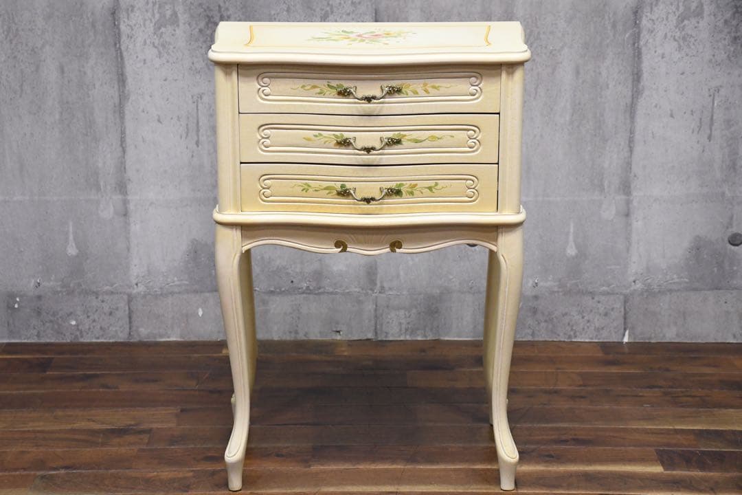 EDC61 イタリア製 猫脚 ハンドペイント ロココ調 コンソールチェスト 3段