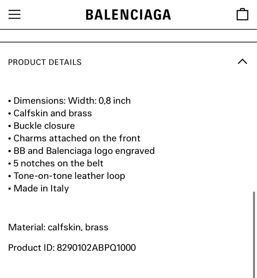 新品 BALENCIAGA LE CITY CHARMS BELT サイズ90