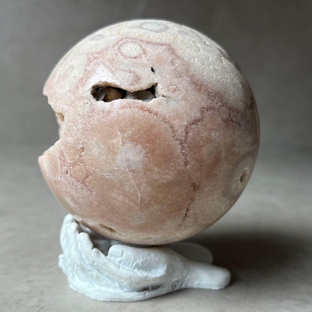 ピンクアメジスト　フラワーアゲート　共生　桜瑪瑙　スフィア　天然石