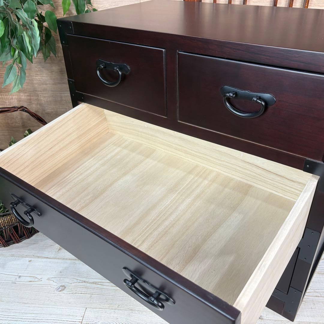 民芸家具和箪笥三段四つ引き木製桐材天然無垢収納家具飾り棚和タンス和室和風チェスト