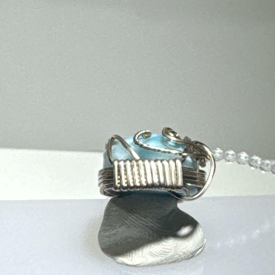 ワイヤーラリマーペンダントホワイトトパーズネックレスNO25-1819