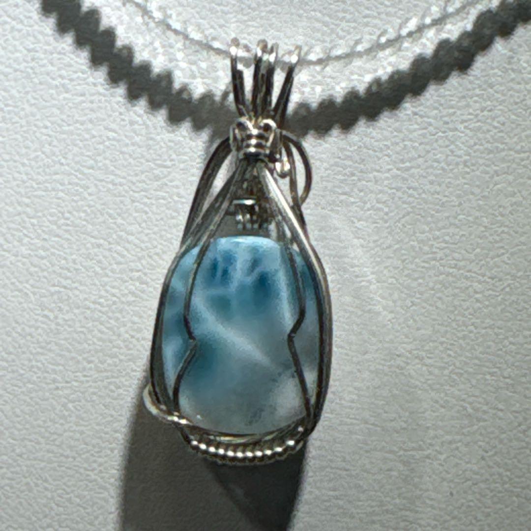 ワイヤーラリマーペンダントホワイトトパーズネックレスNO25-1819