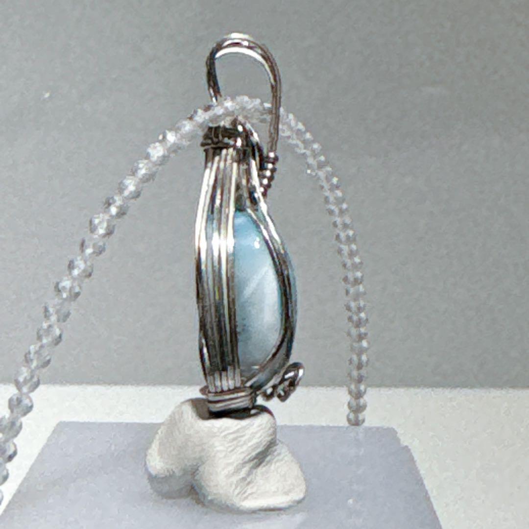 ワイヤーラリマーペンダントホワイトトパーズネックレスNO25-1819