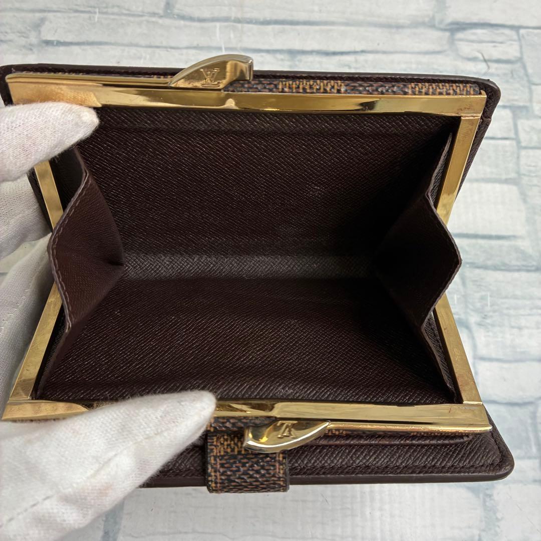 美品　55 VUITTON ルイヴィトン　ダミエ　二つ折り財布　がま口　ql1