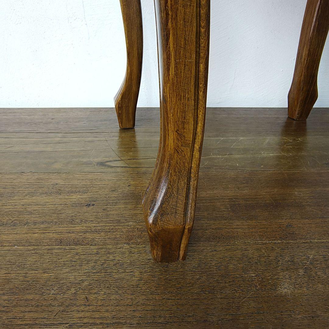 オールドキリム 木製 オーク材 猫足 スツール 椅子