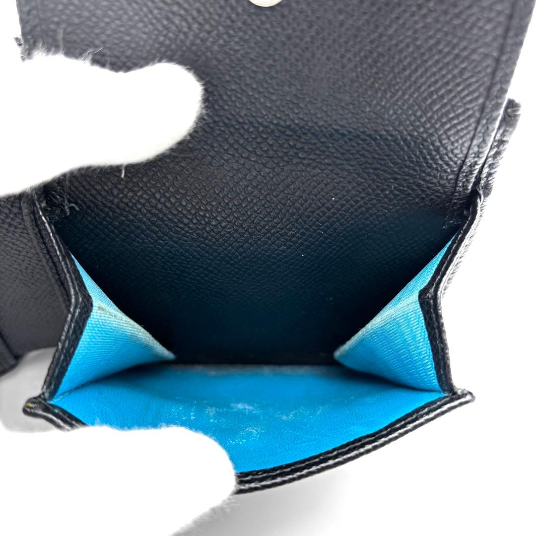 美品 ブルガリ ビーゼロワン 二つ折り財布 ロゴ金具 レザー バイカラー 黒 青