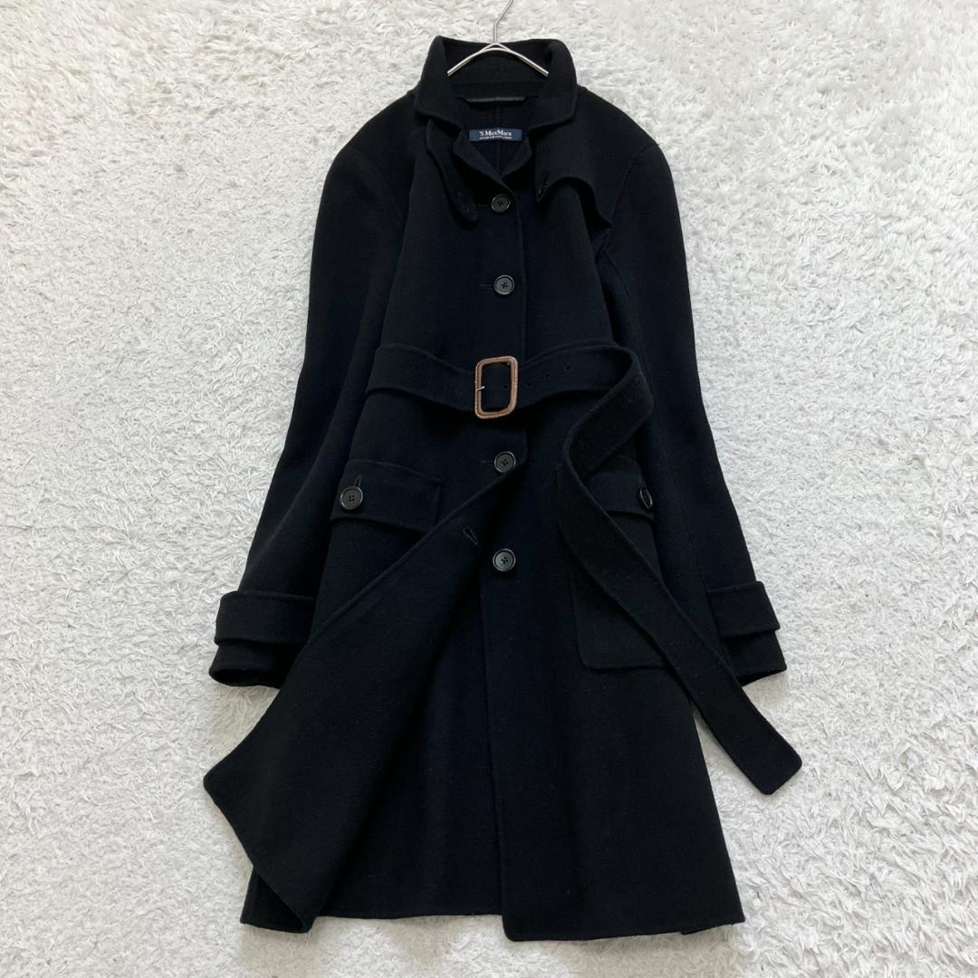 クチートアマーノ✨マックスマーラ ロングコート ベルト アンゴラ 黒 40 L