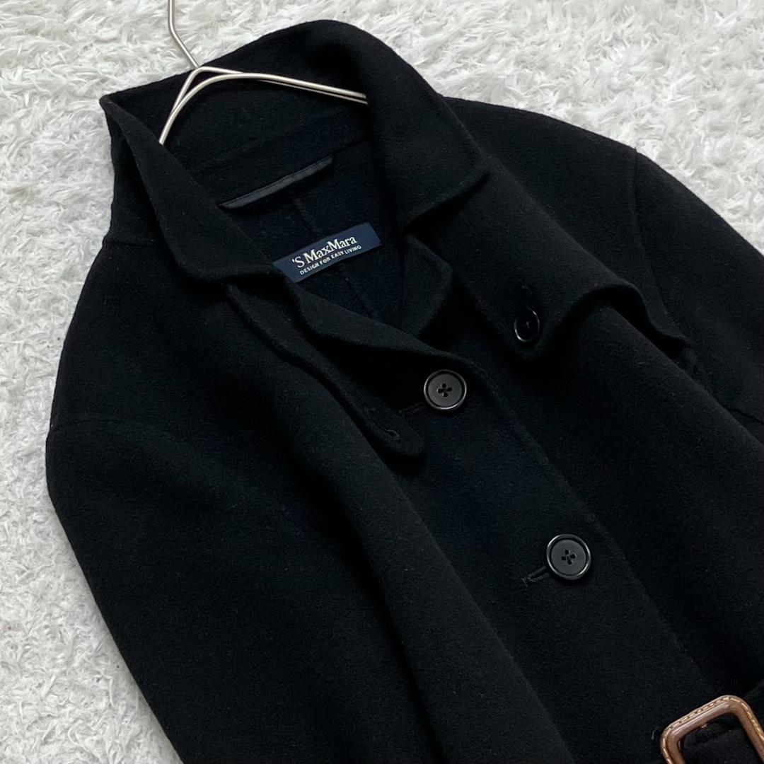 クチートアマーノ✨マックスマーラ ロングコート ベルト アンゴラ 黒 40 L