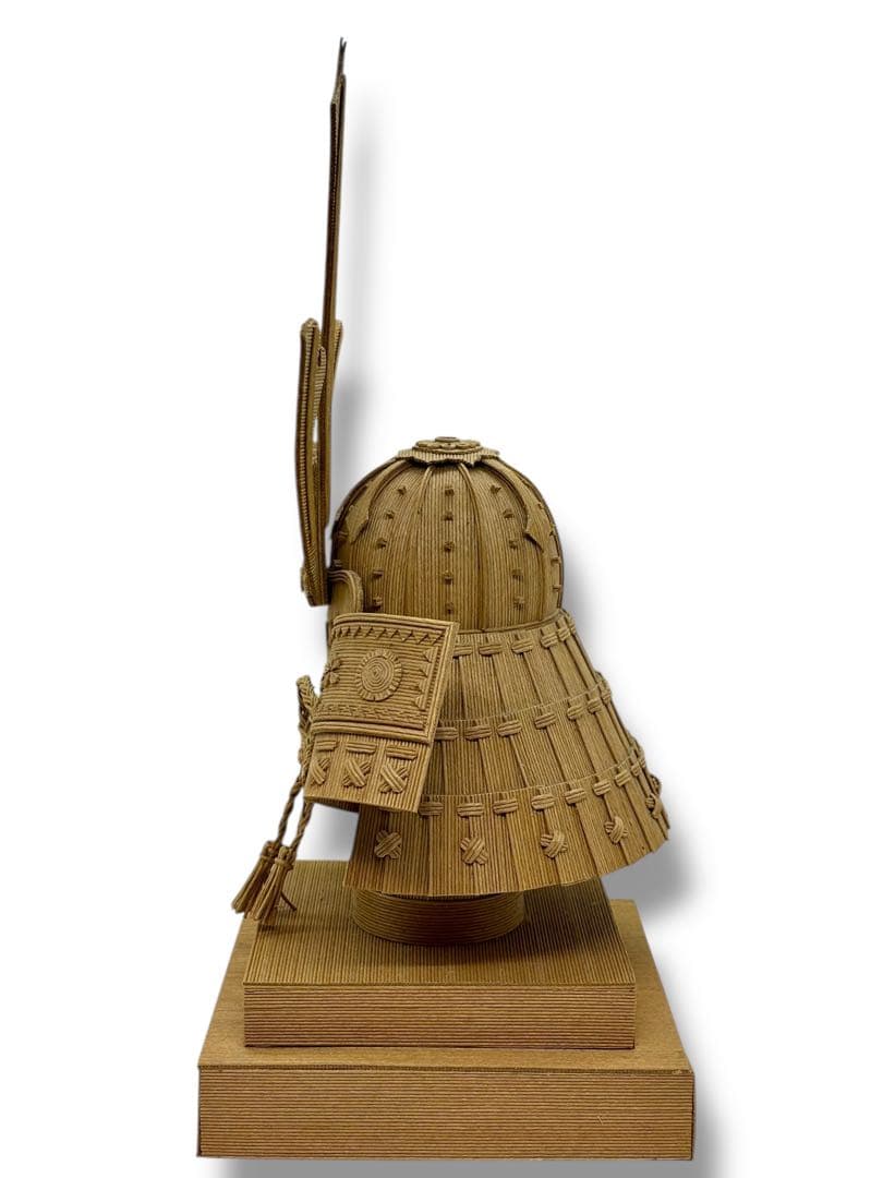 #紙製 クラフト兜飾り 手作り紙兜飾り 台付き