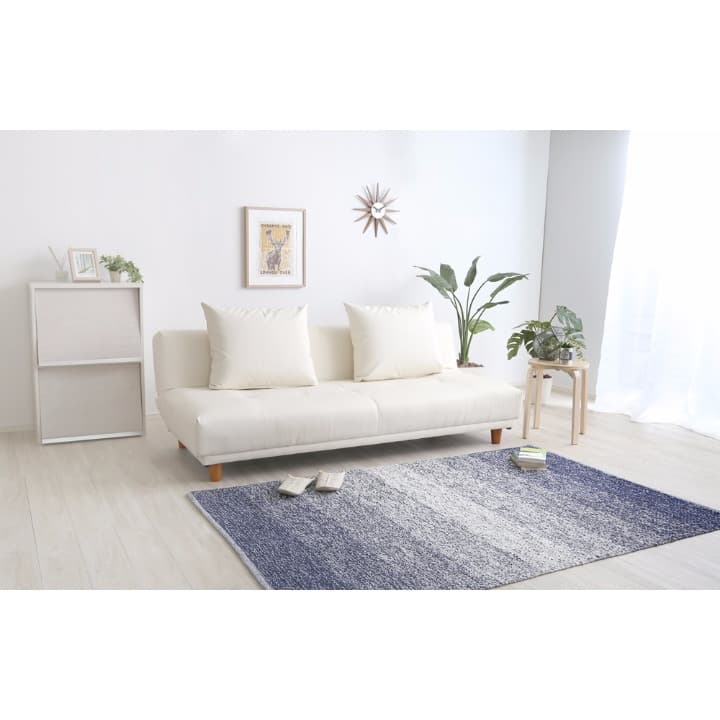 クッション2個付　ソファベッド　3段階リクライニング　ベージュ