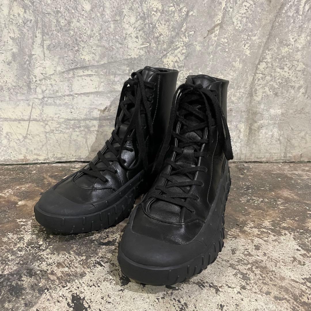 Y-3 ワイスリー レザーハイカットスニーカー ブラック 23.5cm 厚底
