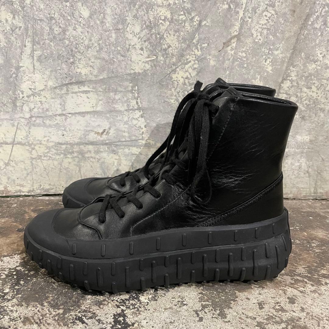 Y-3 ワイスリー レザーハイカットスニーカー ブラック 23.5cm 厚底