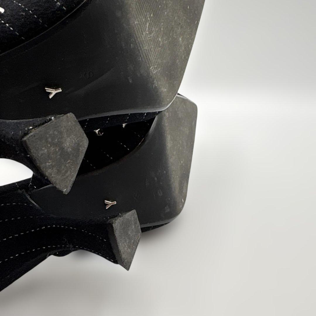 極美品YELLO ブラック レースアップヒール　Ｓサイズ