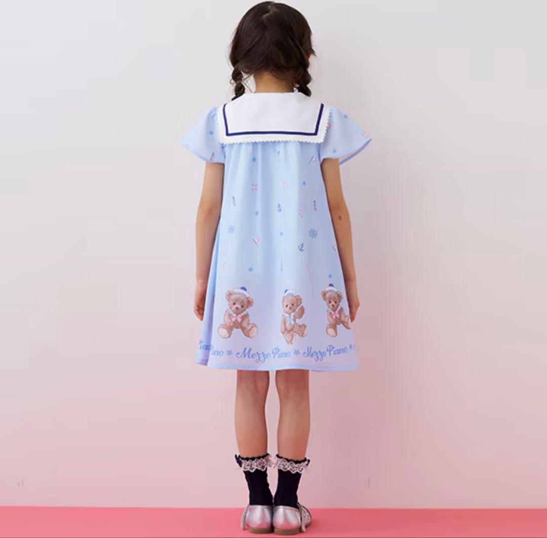 ✨極美品✨メゾピアノ mezzo piano 水色 くまさん マリン ワンピース