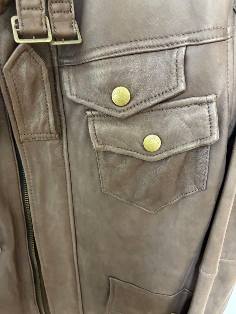 【⭐︎】PPFM 羊革　ラムレザーライダースジャケット　Lサイズ