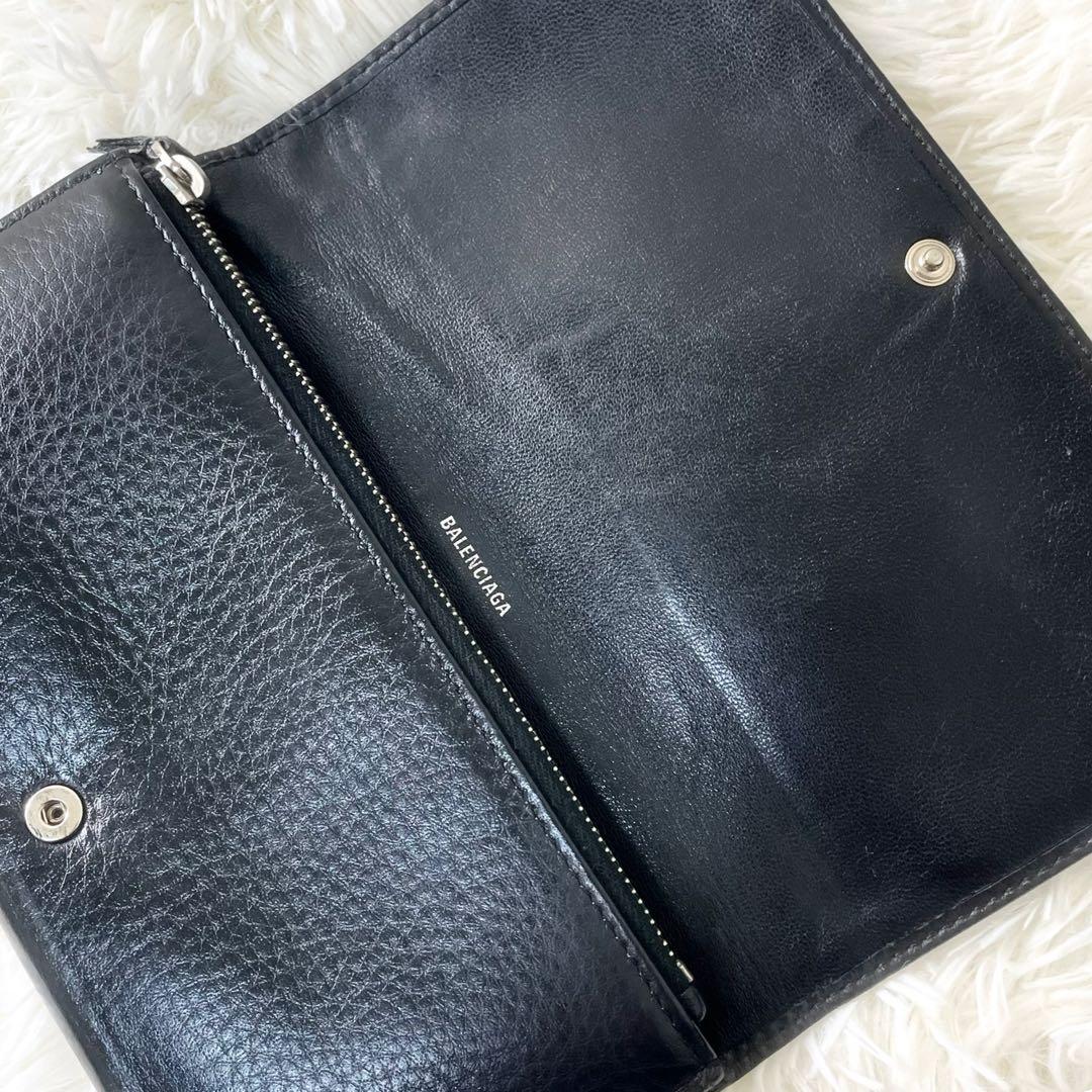 バレンシアガ　BALENCIAGA長財布　レザー　ブラック　黒　小銭入れ