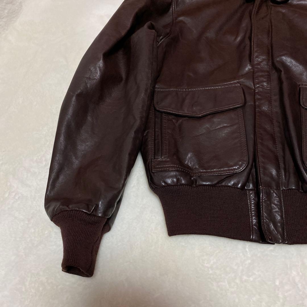 USA製　80s リアルレザー ヴィンテージ A-2 レザージャケット 茶 42