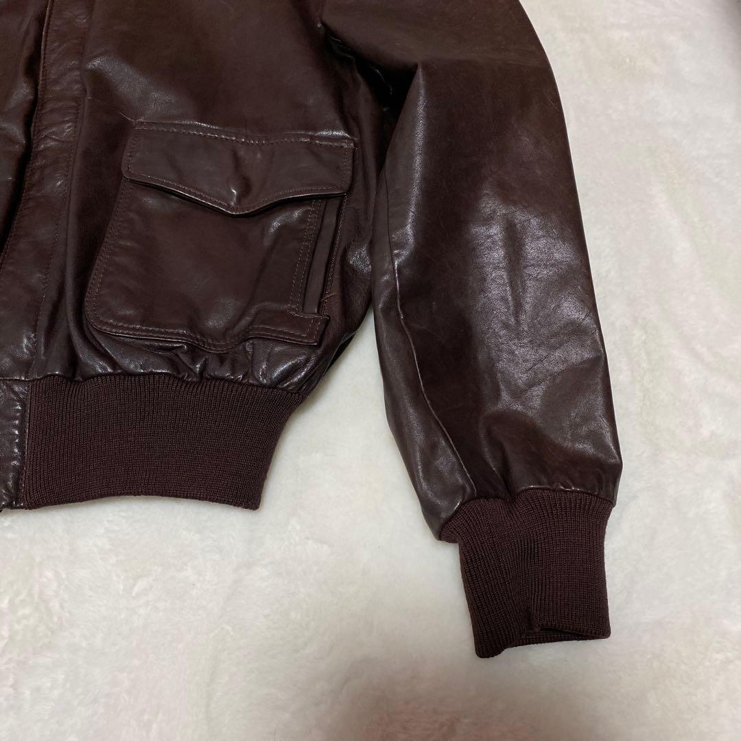 USA製　80s リアルレザー ヴィンテージ A-2 レザージャケット 茶 42