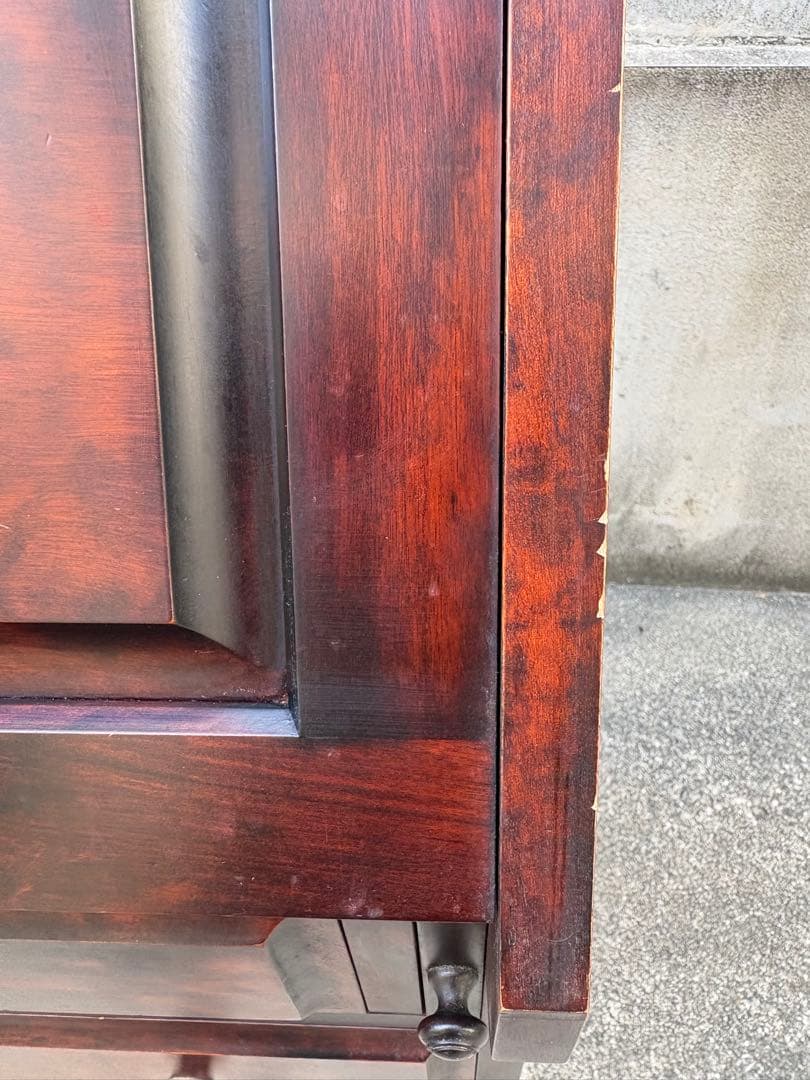 【長野松本民芸家具】天然木ライティングビューロー ダークブラウン　デスクチェスト