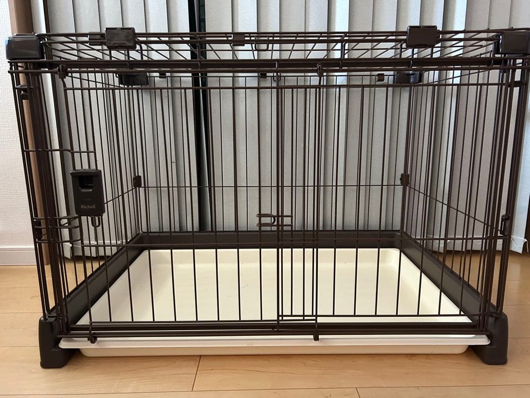 Richell 中型犬用 ケージ ブラウン　屋根付き