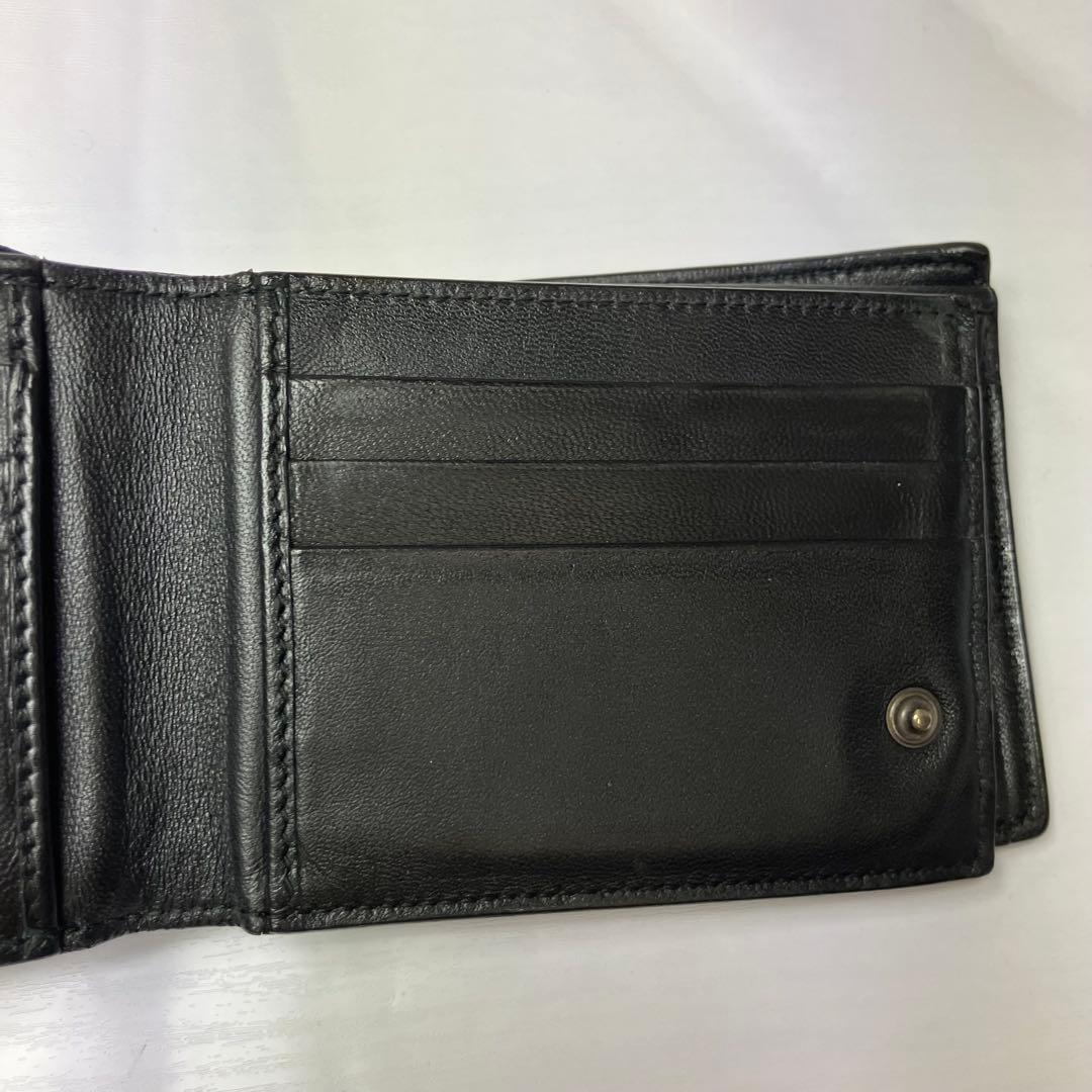 ボッテガヴェネタ✨イントレチャート 本革 レザー 2層 ブラック 二つ折り財布