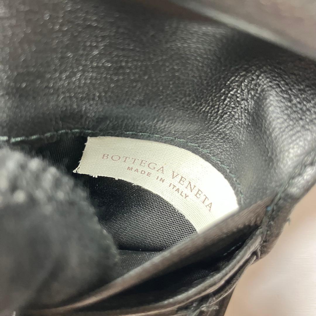 ボッテガヴェネタ✨イントレチャート 本革 レザー 2層 ブラック 二つ折り財布