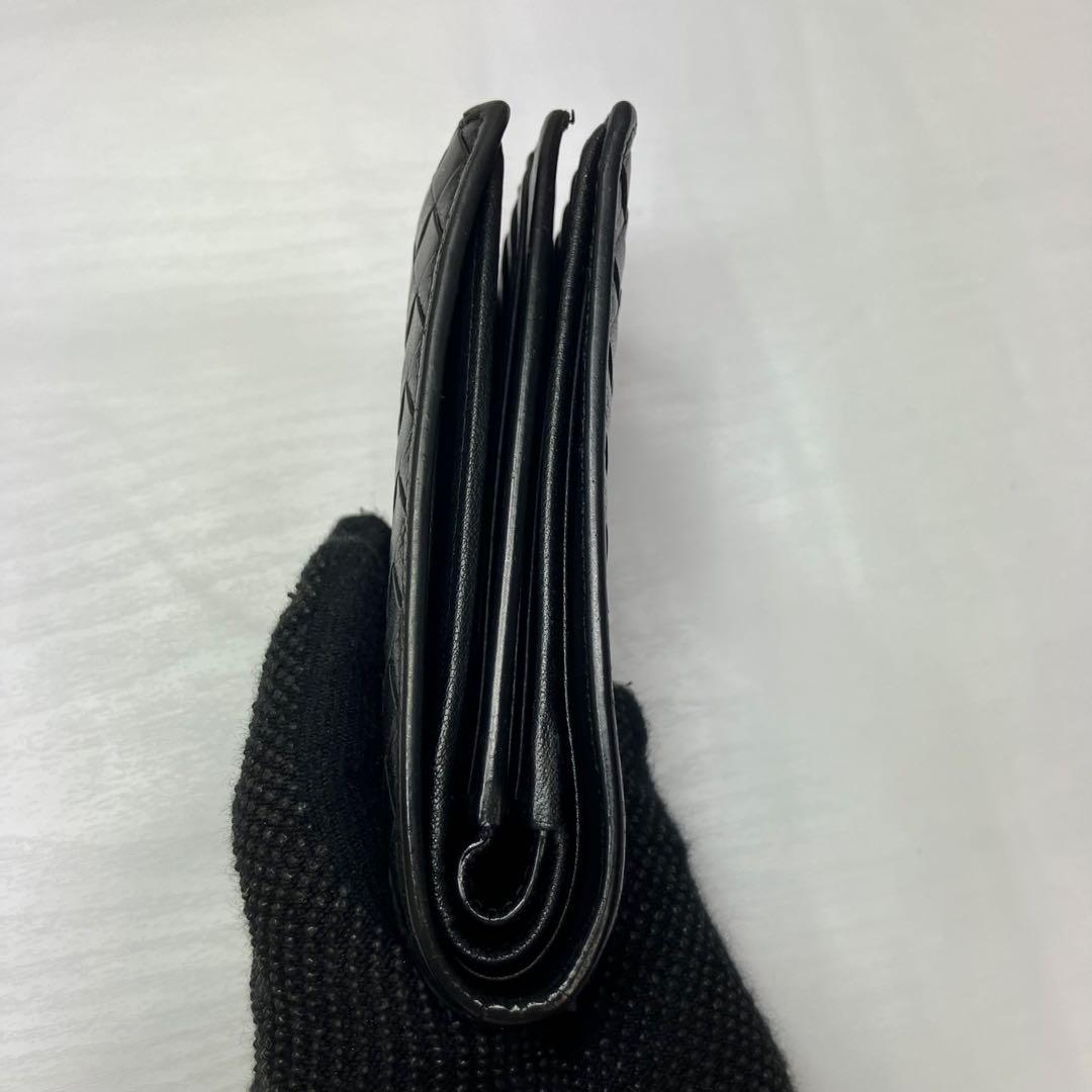 ボッテガヴェネタ✨イントレチャート 本革 レザー 2層 ブラック 二つ折り財布