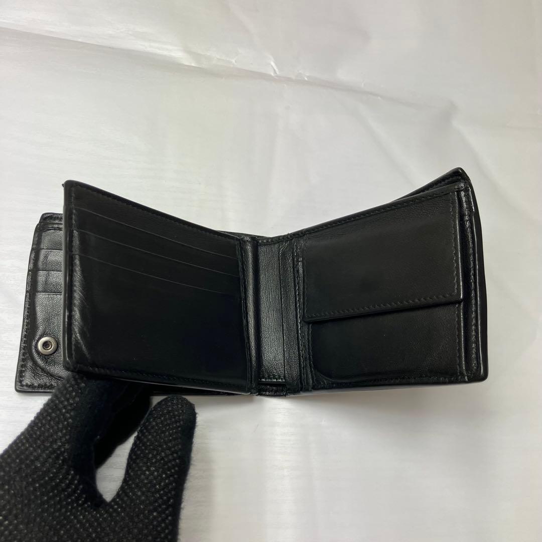 ボッテガヴェネタ✨イントレチャート 本革 レザー 2層 ブラック 二つ折り財布