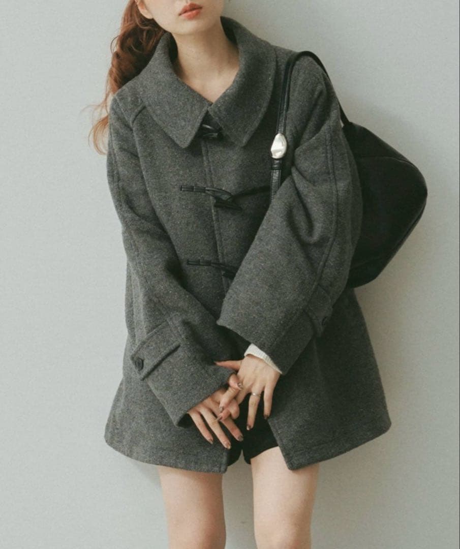 kastane ダッフルフレアコート　チャコールグレー