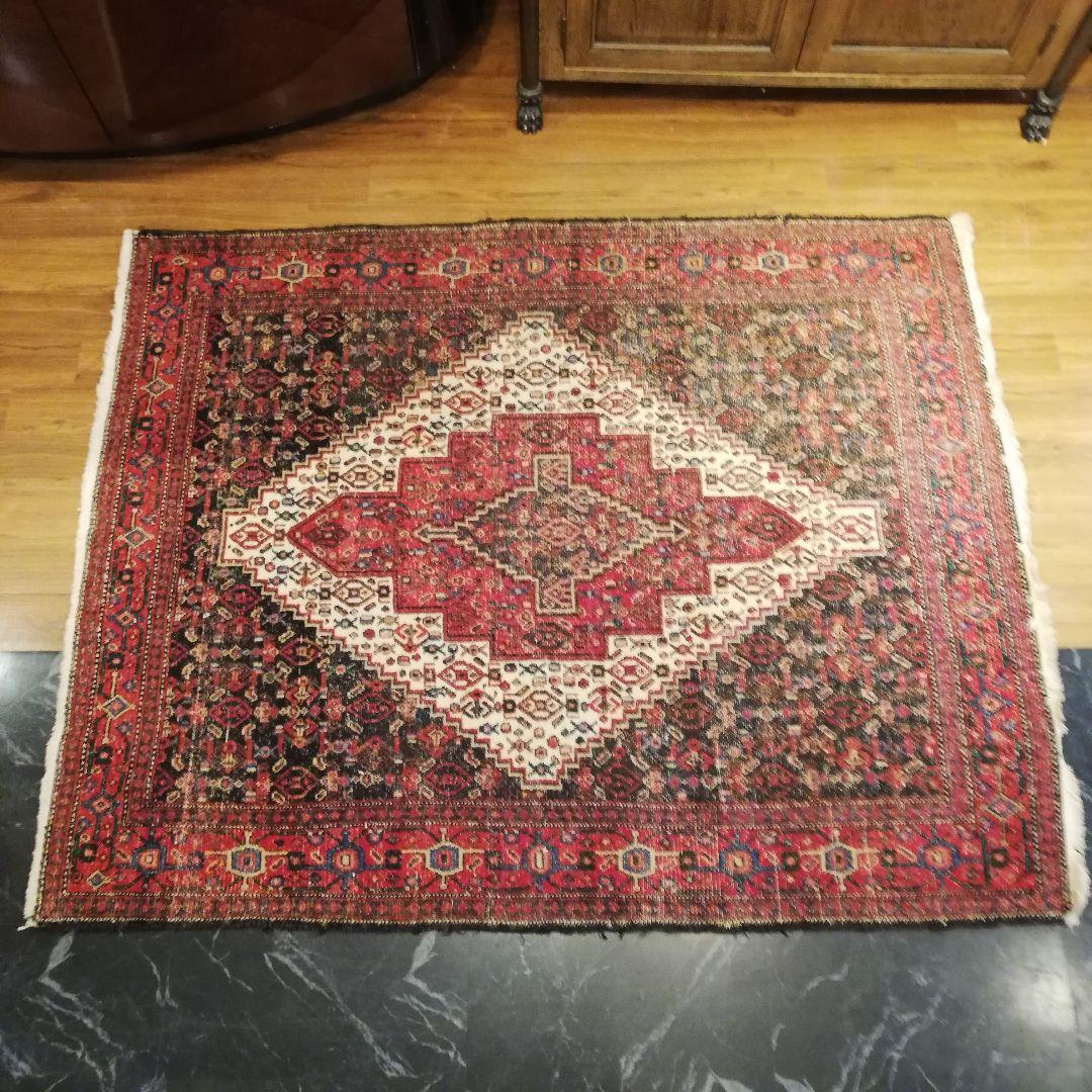 Φ 高級ペルシャ絨毯 セネ絨毯 ウール ヴィンテージ 129cm×163cm