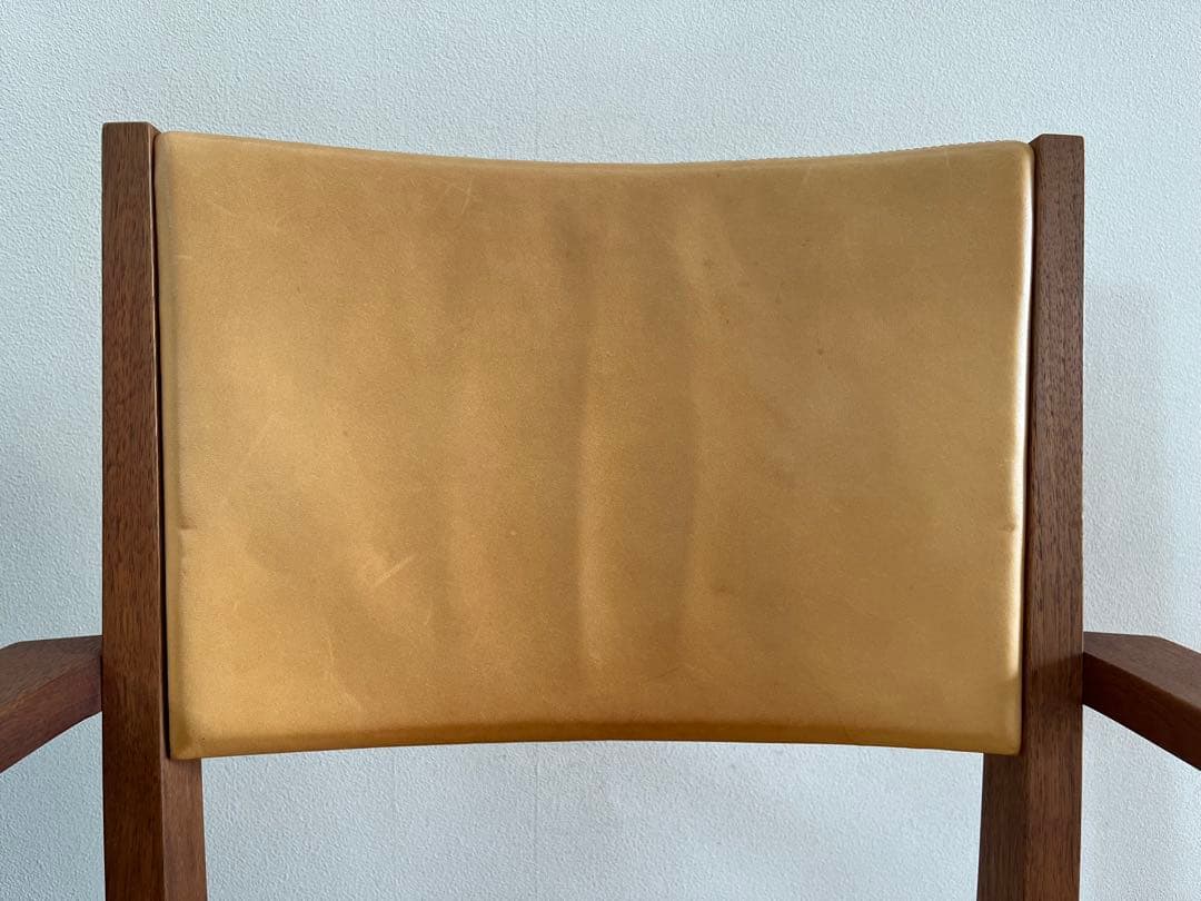 北の住まい設計社　アームチェア　① 北海道家具　本革ウォールナット　希少　モダン