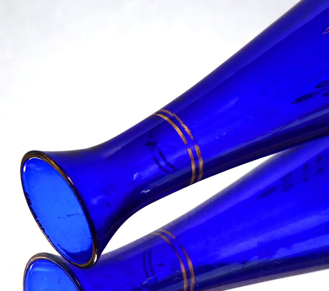 オールド・バカラ 24金彩蝶々文 ブルー 高級 一輪挿し 花瓶 バタフライ 青色