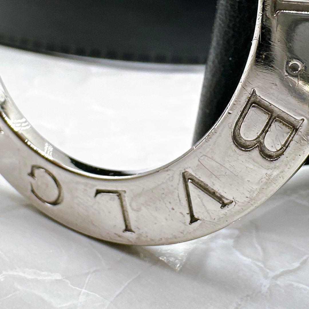 美品 ブルガリ ビーゼロワン ロゴマニアサークル ベルト シルバー金具 ブラック