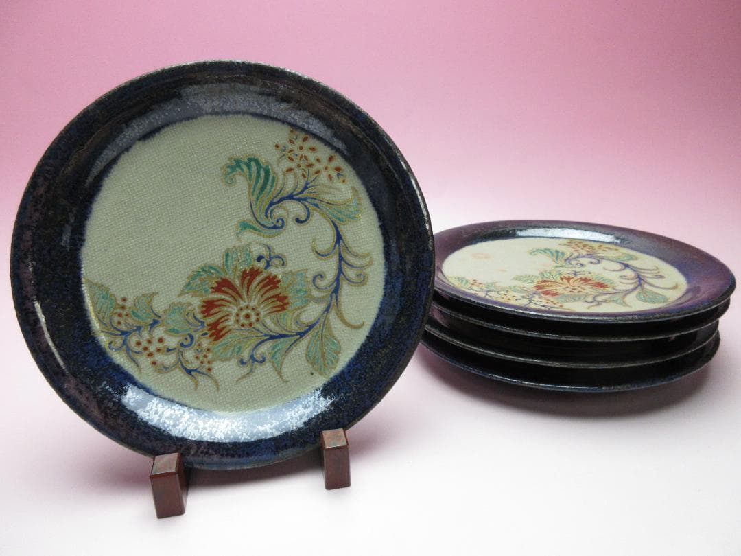 九谷 中村秋塘 花紋 銘々皿 MOR70627