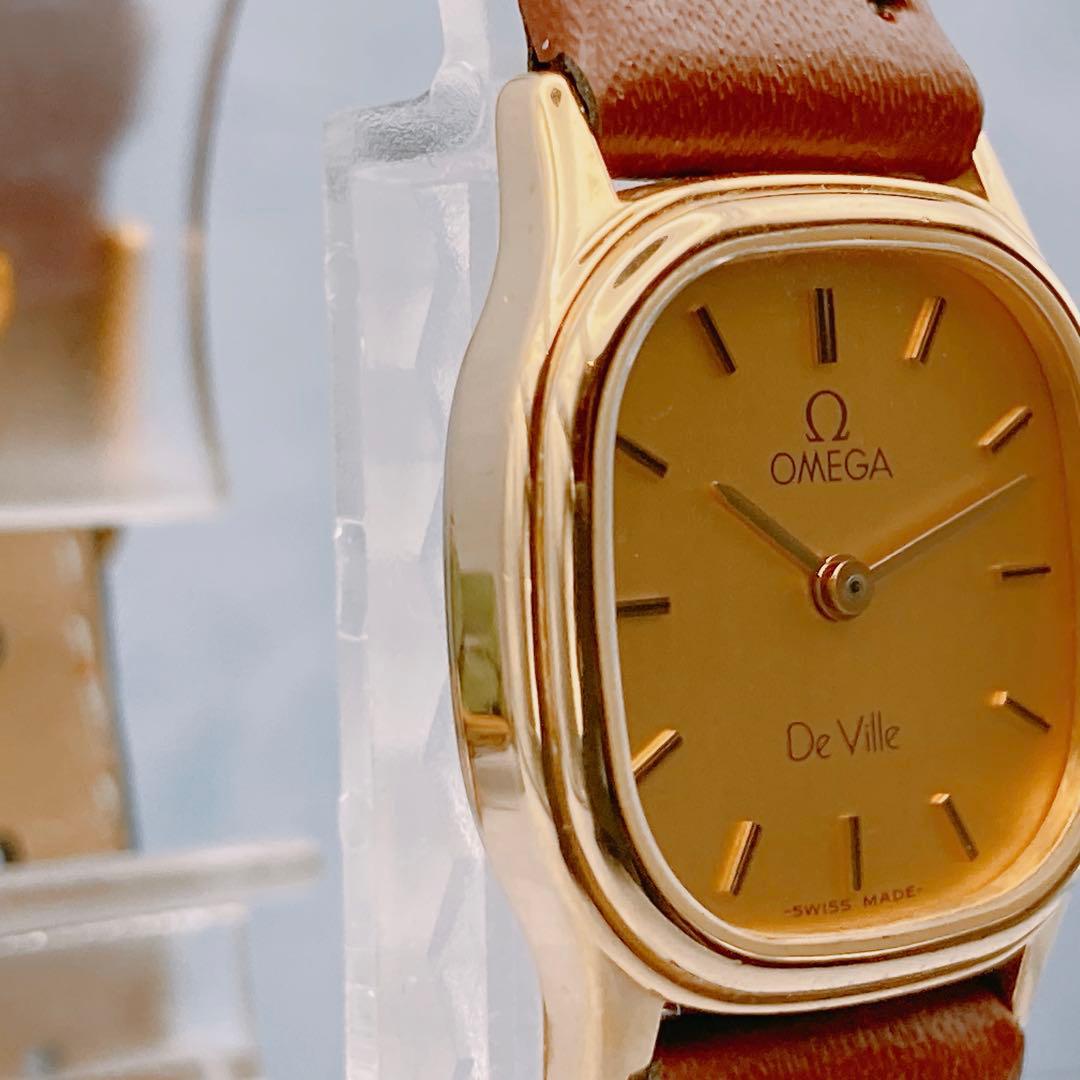 稼動品✨美品 OMEGA De Ville腕時計 クォーツ ゴールド 新品ベルト