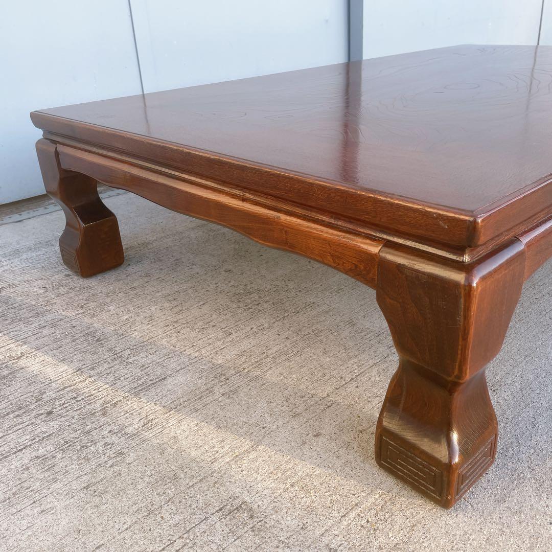 唐木家具 彫刻 花梨家具 木製座卓 ダークブラウン 和室 アンティーク①