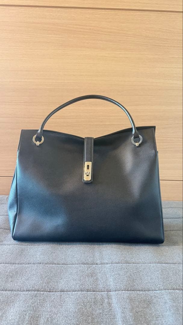 美品　濱野皮革工藝 グレースディライトトート ブラック× シルバー A4収納