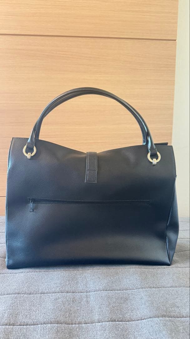 美品　濱野皮革工藝 グレースディライトトート ブラック× シルバー A4収納