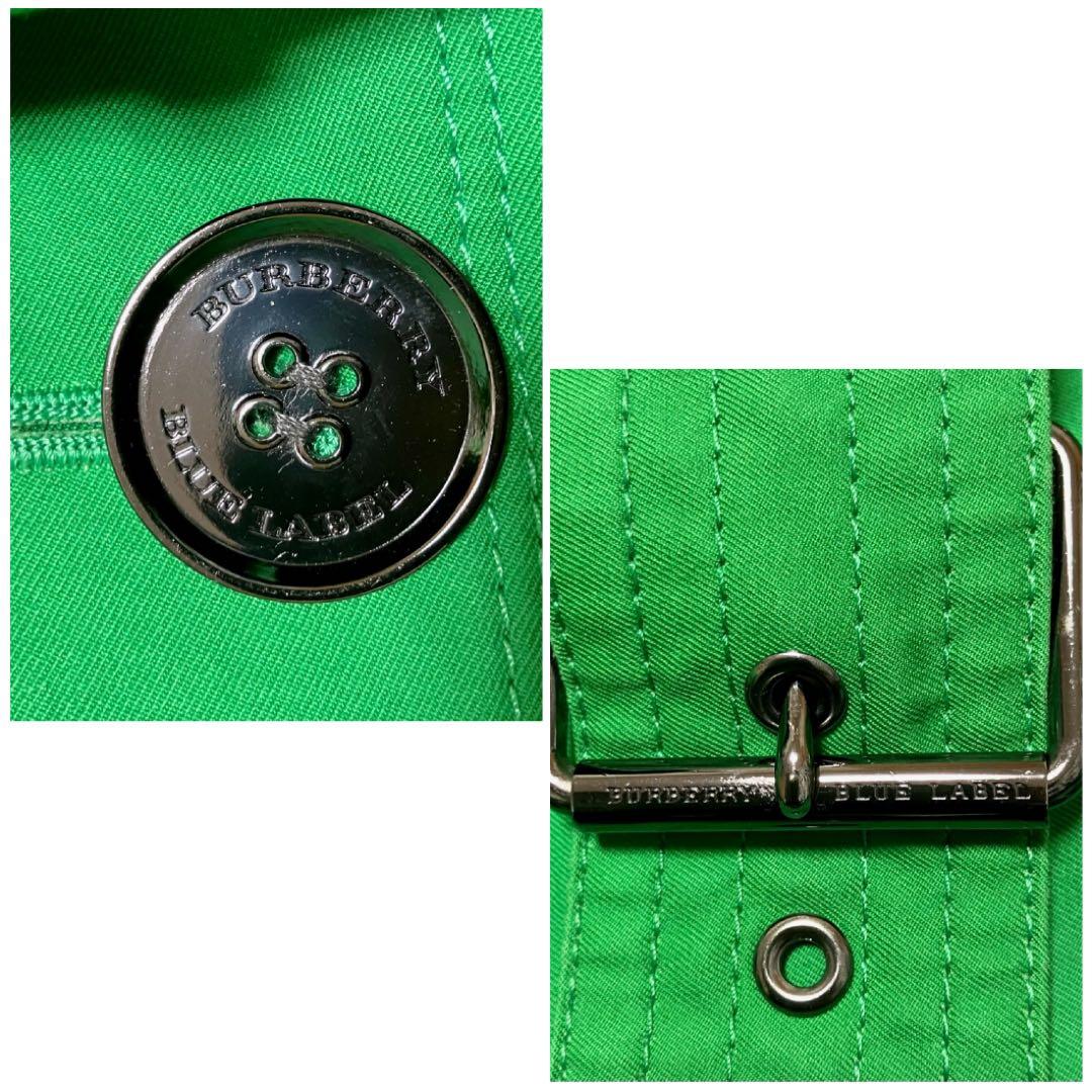 バーバリーブルーレーベル　トレンチコート　裏ノバチェック　ベルト　メタルボタン