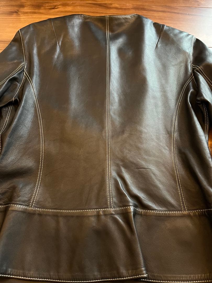 【MARGON】ブラック　レザージャケット　ステッチ　柔らか革100% イタリア
