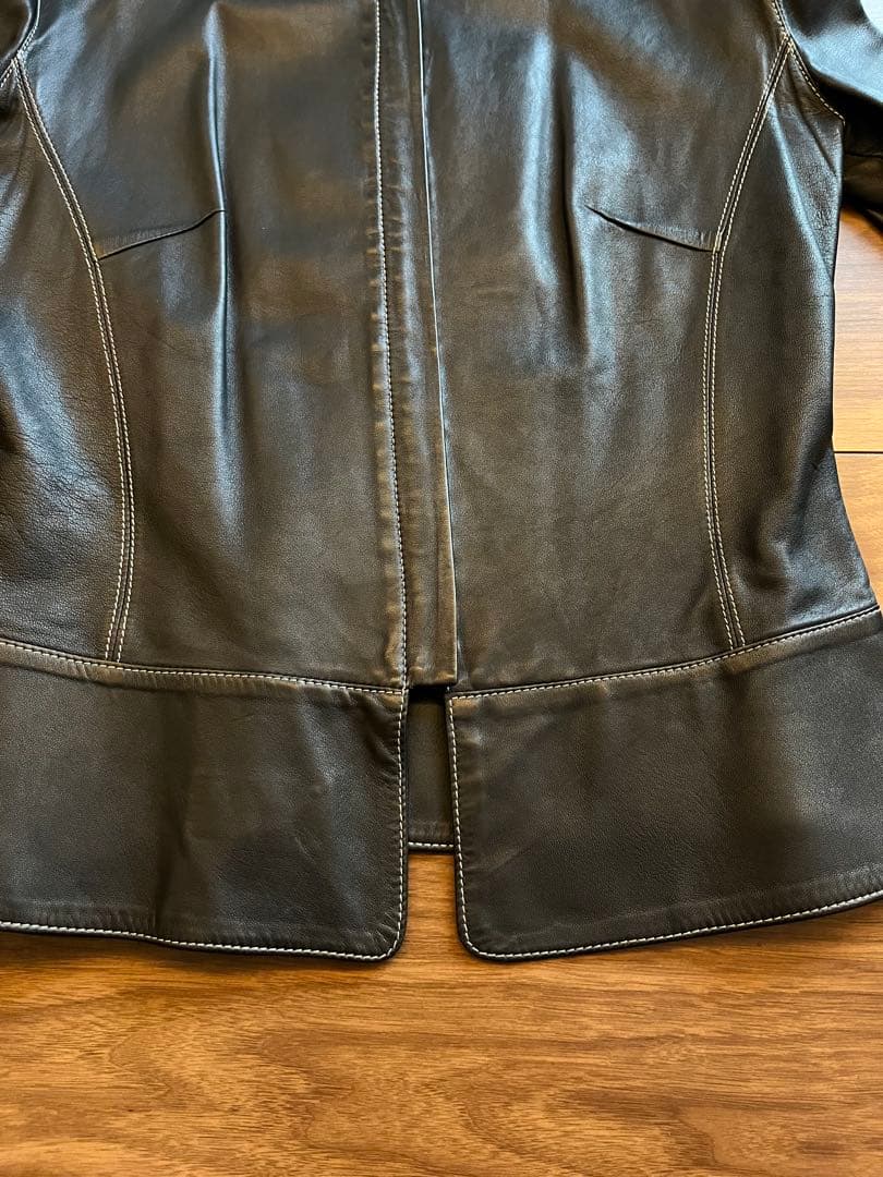 【MARGON】ブラック　レザージャケット　ステッチ　柔らか革100% イタリア