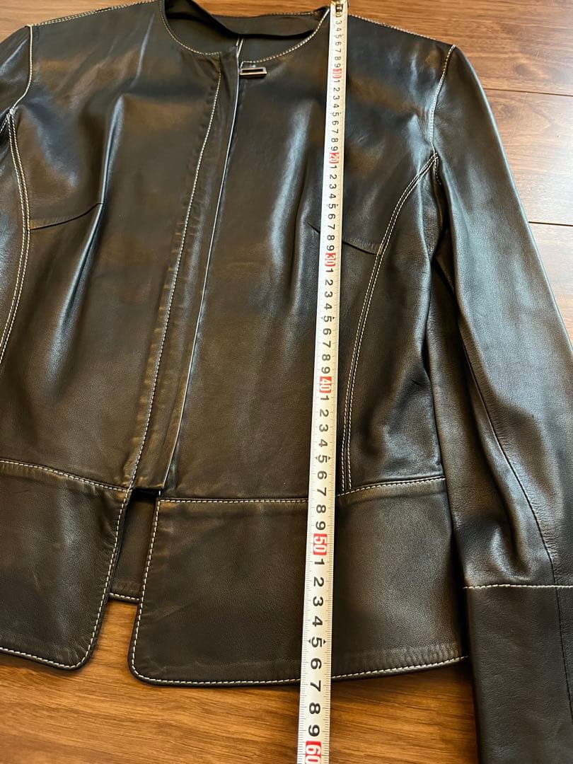 【MARGON】ブラック　レザージャケット　ステッチ　柔らか革100% イタリア