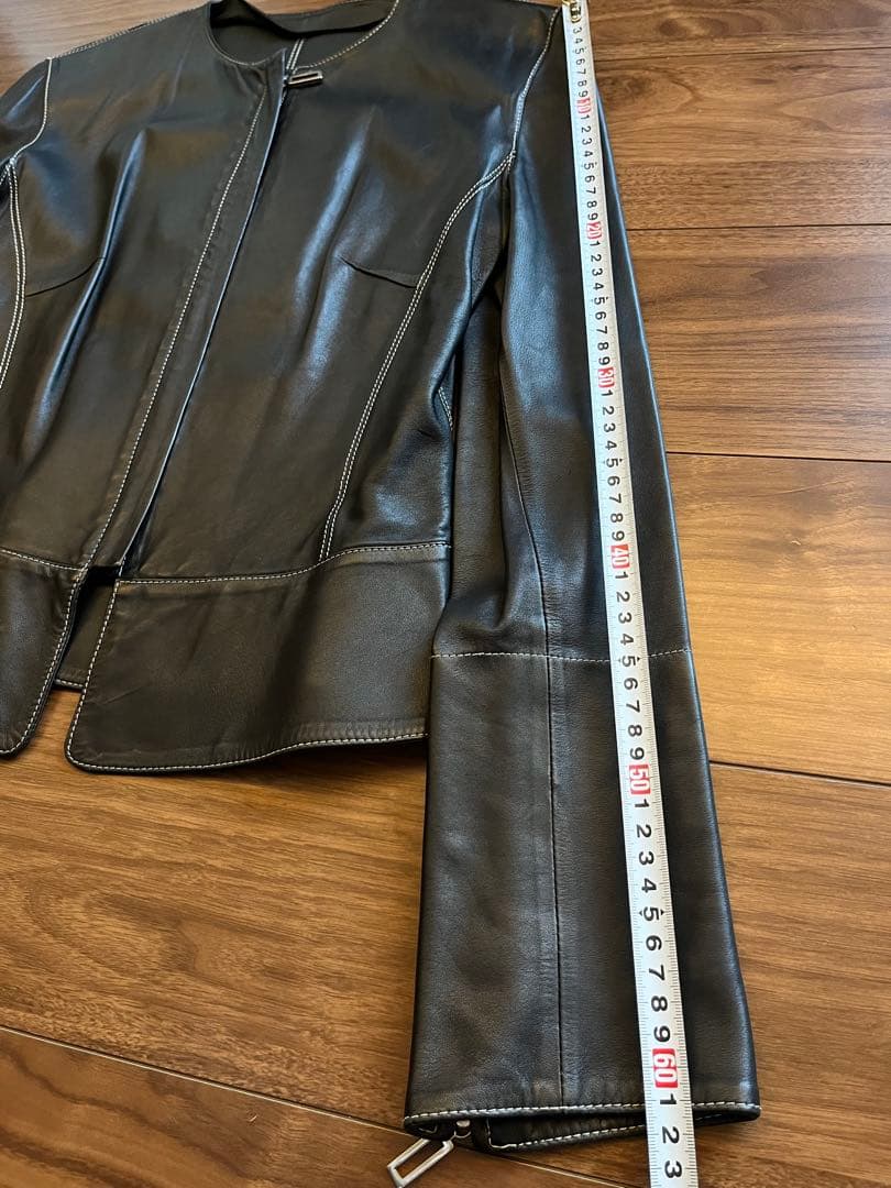 【MARGON】ブラック　レザージャケット　ステッチ　柔らか革100% イタリア